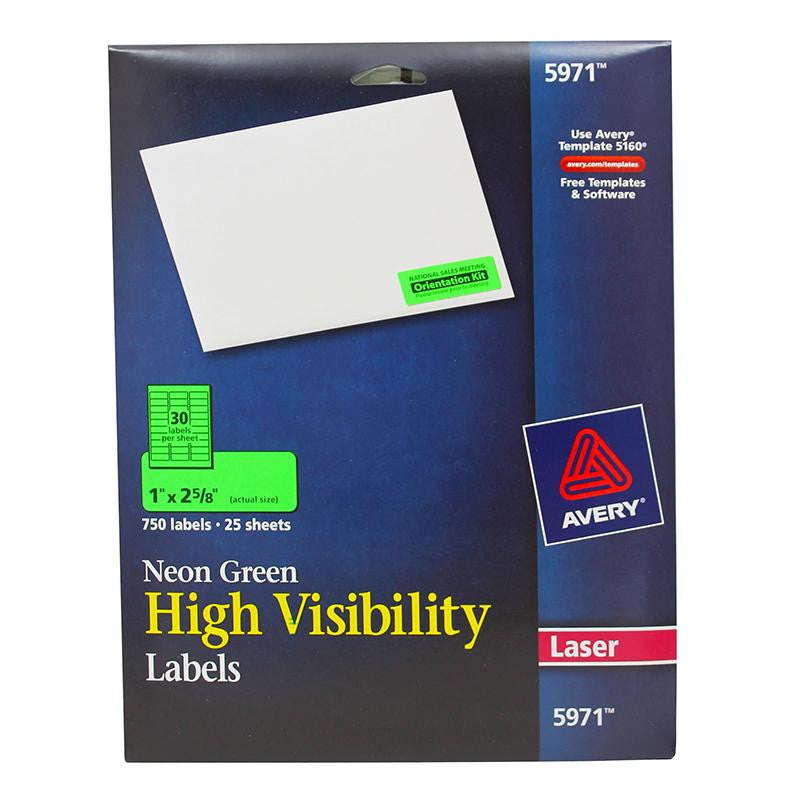NEON GREEN LABELS 750CT 1X2-5-8IN