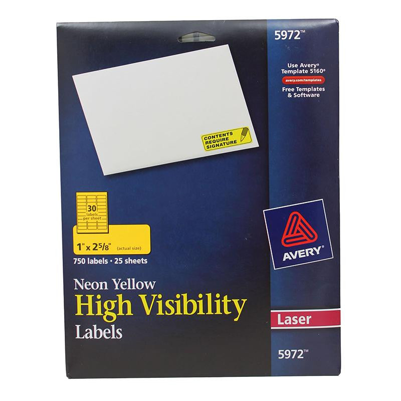 NEON YELLOW LABELS 750CT 1X2-5-8IN