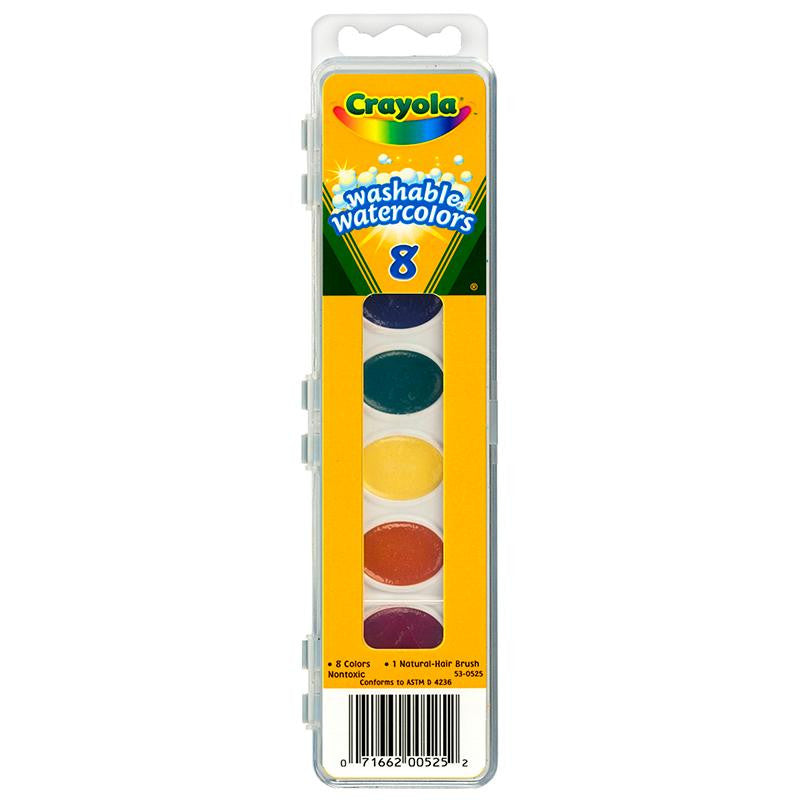 WASHABLE WATERCOLORS 8 W-BRUSH
