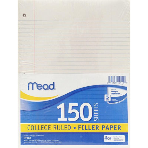 NOTEBOOK PAPER COLLEGE RULED 150CT