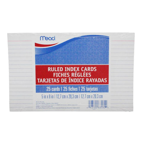 CARDS INDEX RULED 5 X 8 25 CT