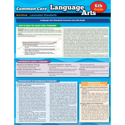 COMMON CORE LANGUAGE ARTS GR 6