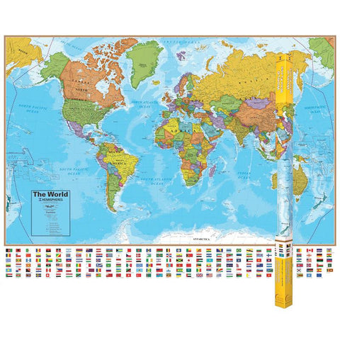 HEMISPHERES LAMINATED MAP WORLD