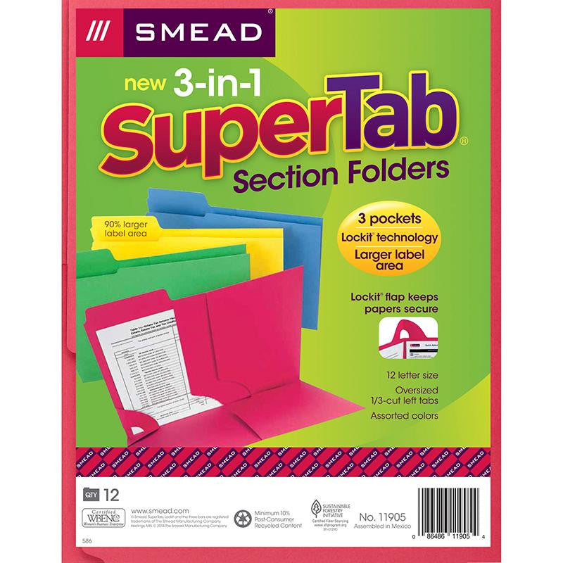 SMEAD 3 N 1 SUPERTAB SECTION ASSTD