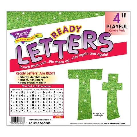 4IN READY LETTERS LIME SPARKLE