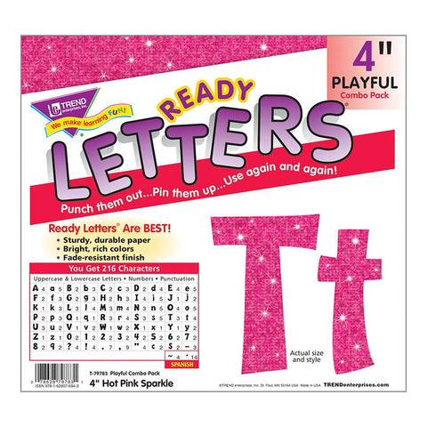 4IN READY LETTERS HOT PINK SPARKLE
