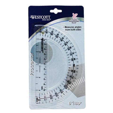 PROTRACTOR 6IN 180 DEGREE CLEAR