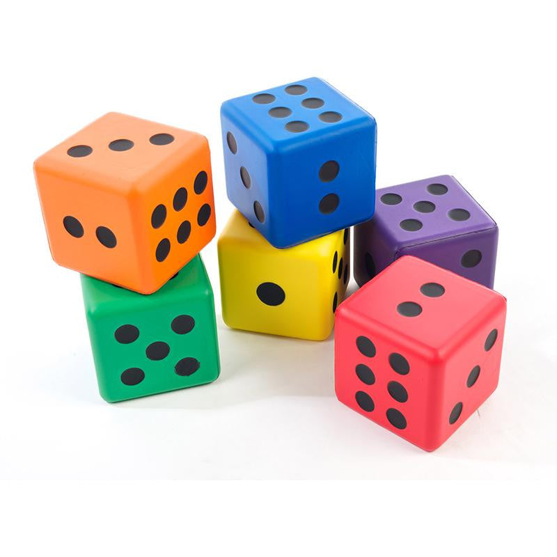 JUMBO DICE 3 1-2IN RAINBOW SET