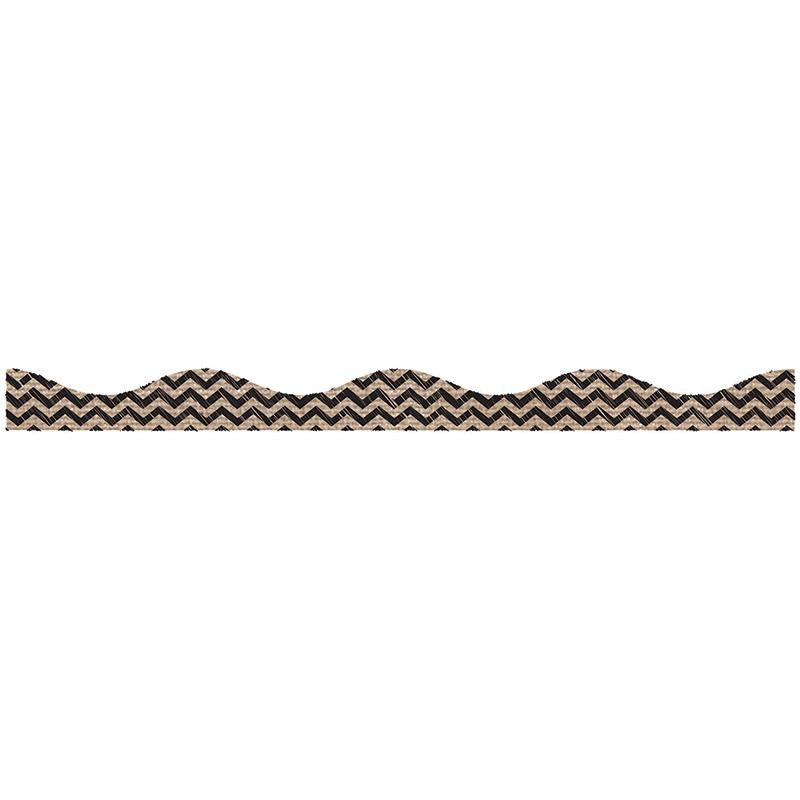 BLACK SCRIBBLE CHEVRON BURLAP