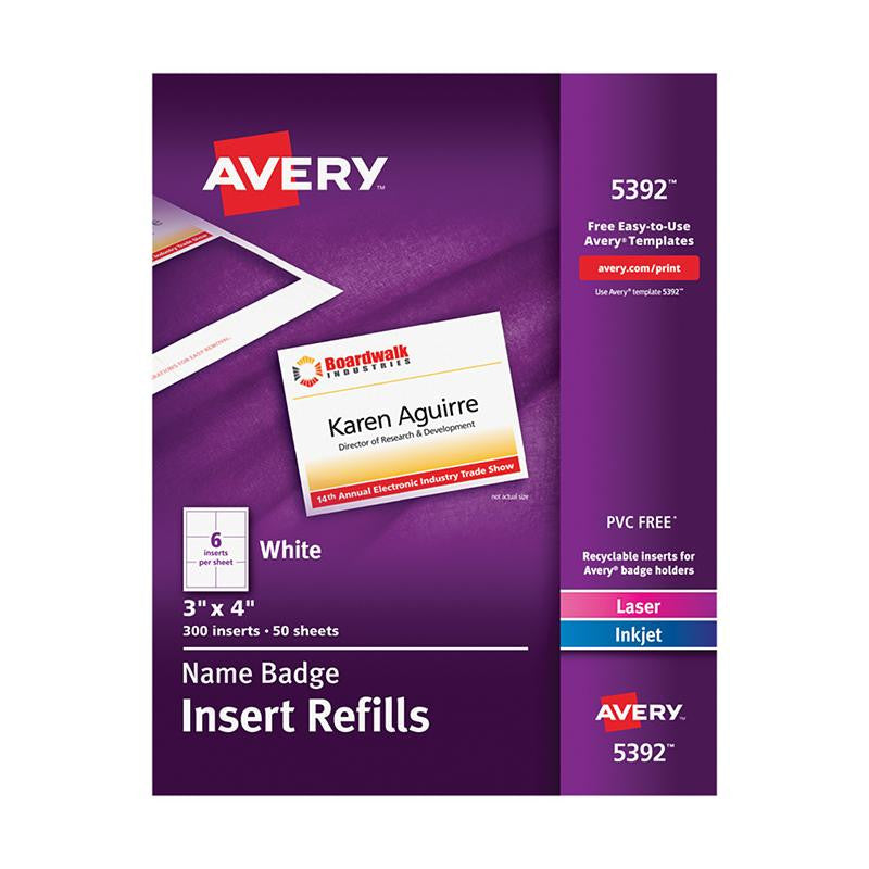 AVERY NAME BADGE INSERTS