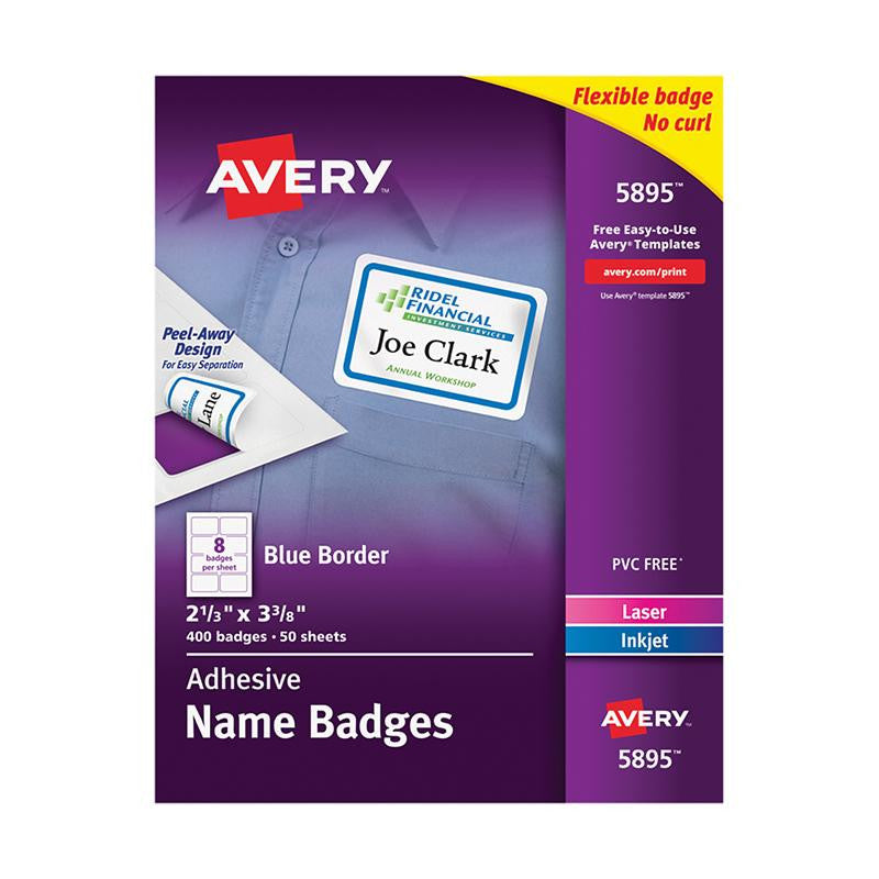 SELF ADHESIVE NAME BADGES WHT RECT