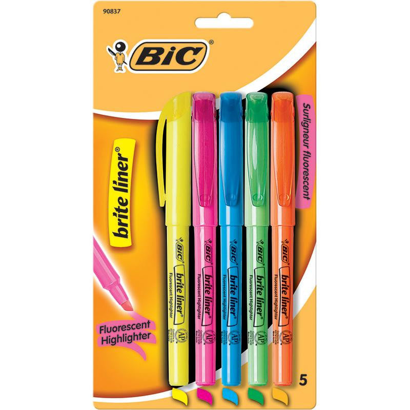 BIC BRIGHT LINER HIGHLIGHTERS 5PK