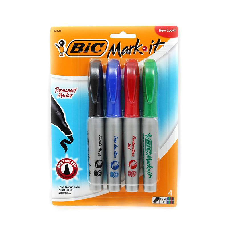 BIC MARK IT PERMANENT 4-PK CHISEL