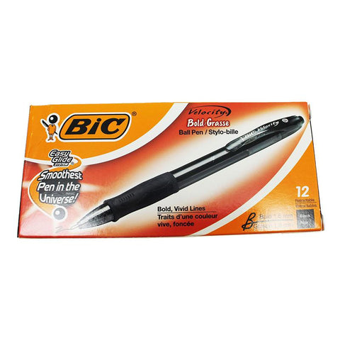 BIC VELOCITY BOLD BLK 12CT PENS