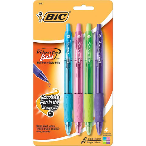 BIC VELOCITY BOLD BALL PENS 4CT