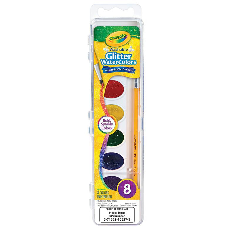 CRAYOLA WASH WATERCOLOR GLITTER 8PK