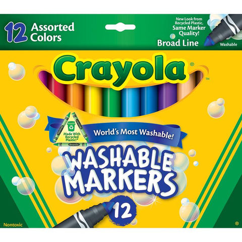 CRAYOLA WASHABLE MARKERS 12CT ASST