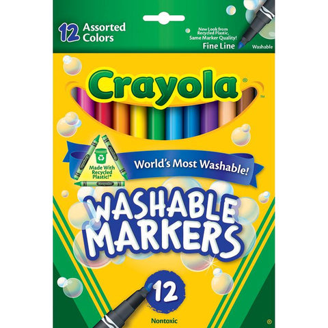 CRAYOLA WASHABLE MARKERS 12CT ASST