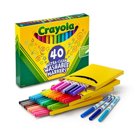 CRAYOLA WASH FINE LINE MARKER 40PK