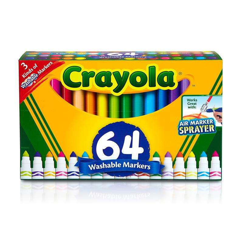 CRAYOLA WASH BROAD LINE MARKER 64PK