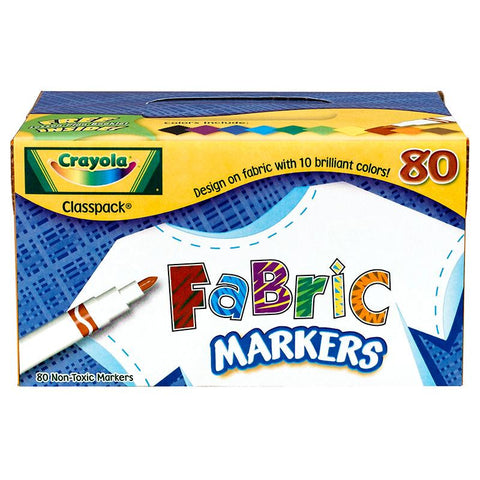 CRAYOLA FABRIC MARKER 80CT 10 COLOR