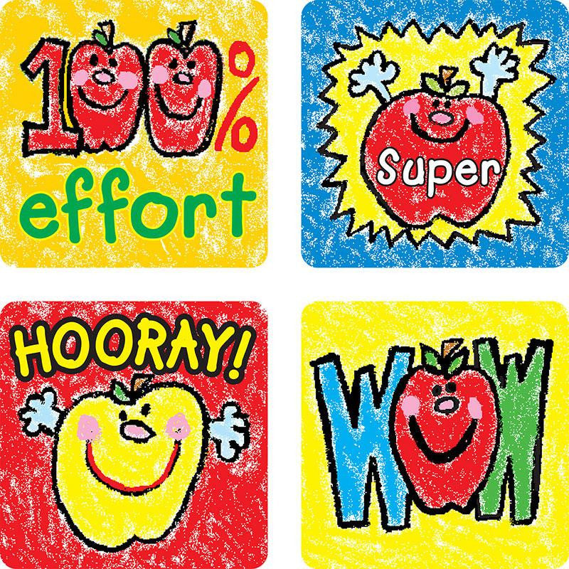 STICKERS APPLES KID-DRAWN 120-PK