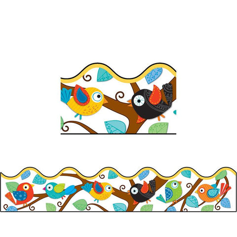 BOHO BIRDS SCALLOPED BORDERS