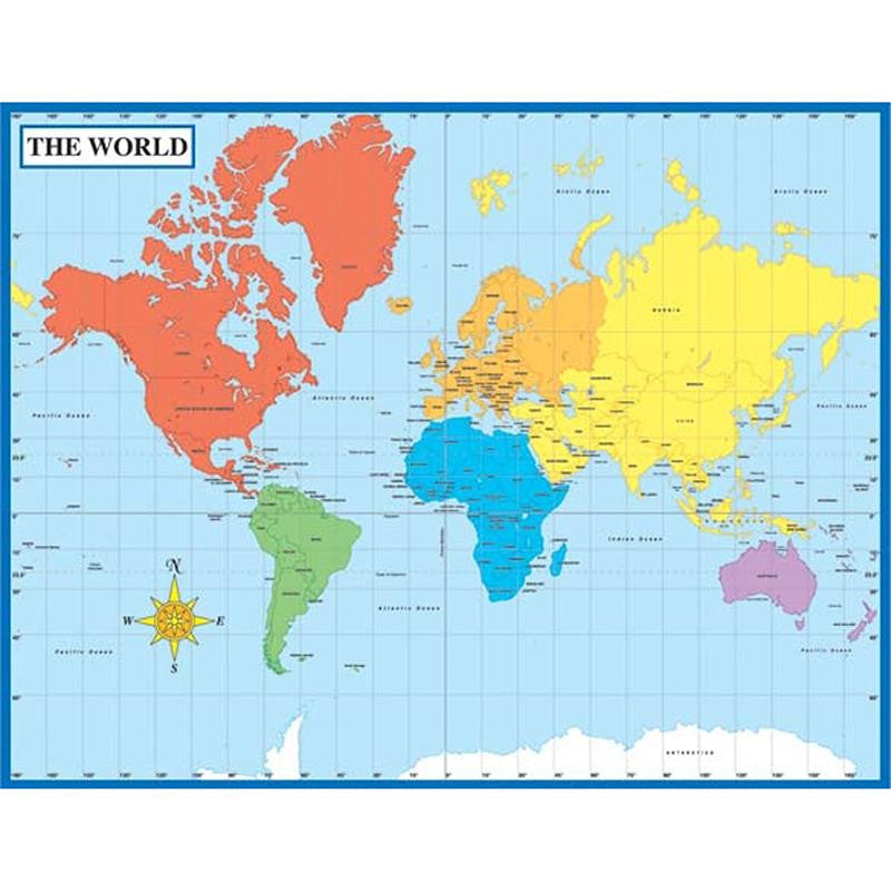 MAP OF THE WORLD LAMINATED CHARTLET