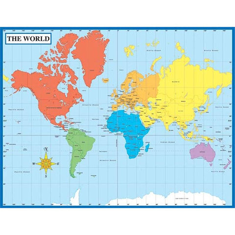 MAP OF THE WORLD LAMINATED CHARTLET