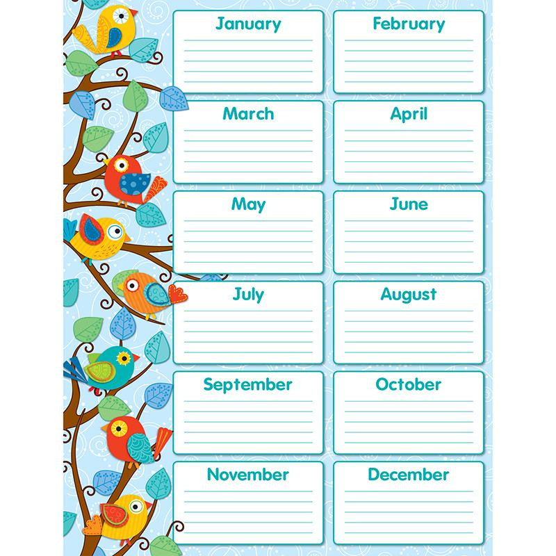 BOHO BIRDS BIRTHDAY CHART