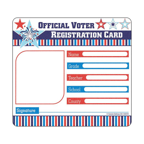 VOTER REGISTRATION CARD CUT OUTS