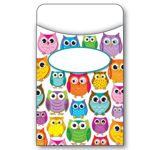 COLORFUL OWLS LIBRARY POCKETS