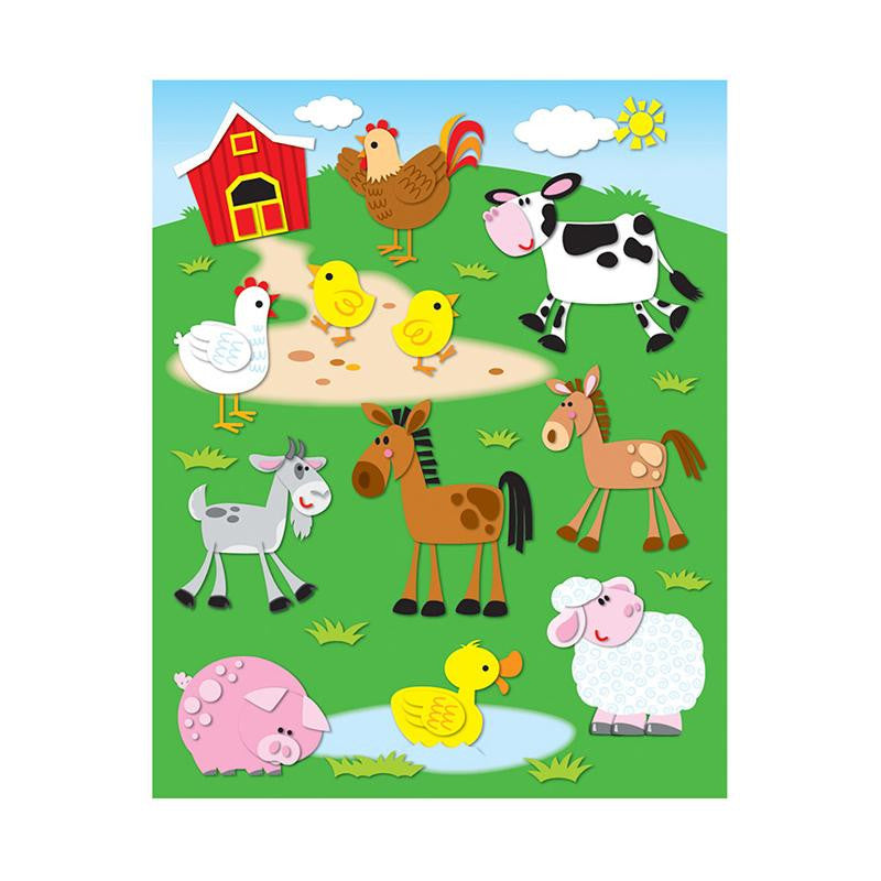 FARM SHAPE STICKERS 72PK