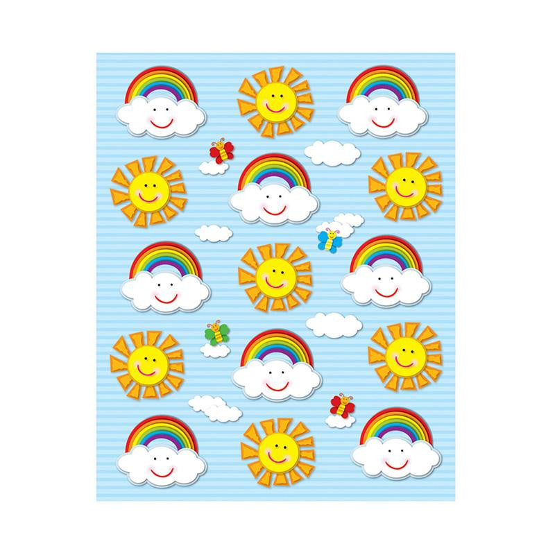 SUNS & RAINBOWS SHAPE STICKERS 90PK