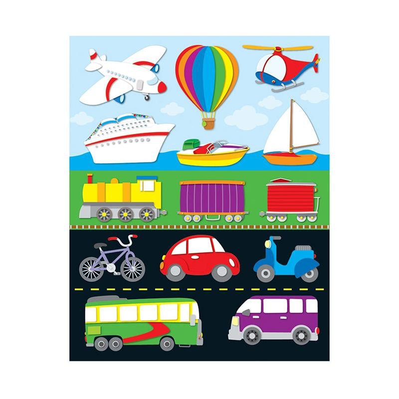 TRANSPORTATION SHAPE STICKERS 84PK