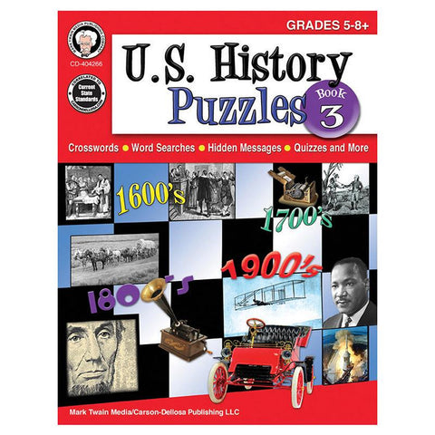 US HISTORY PUZZLES BOOK 3 GR 5-8