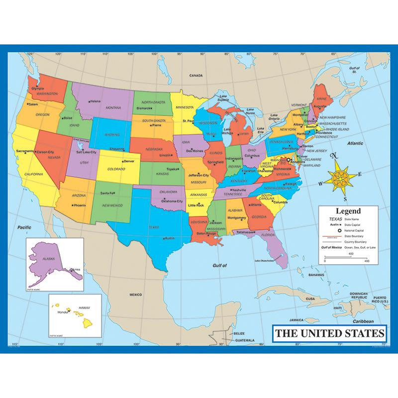 CHARTLET MAP OF THE US 17 X 22