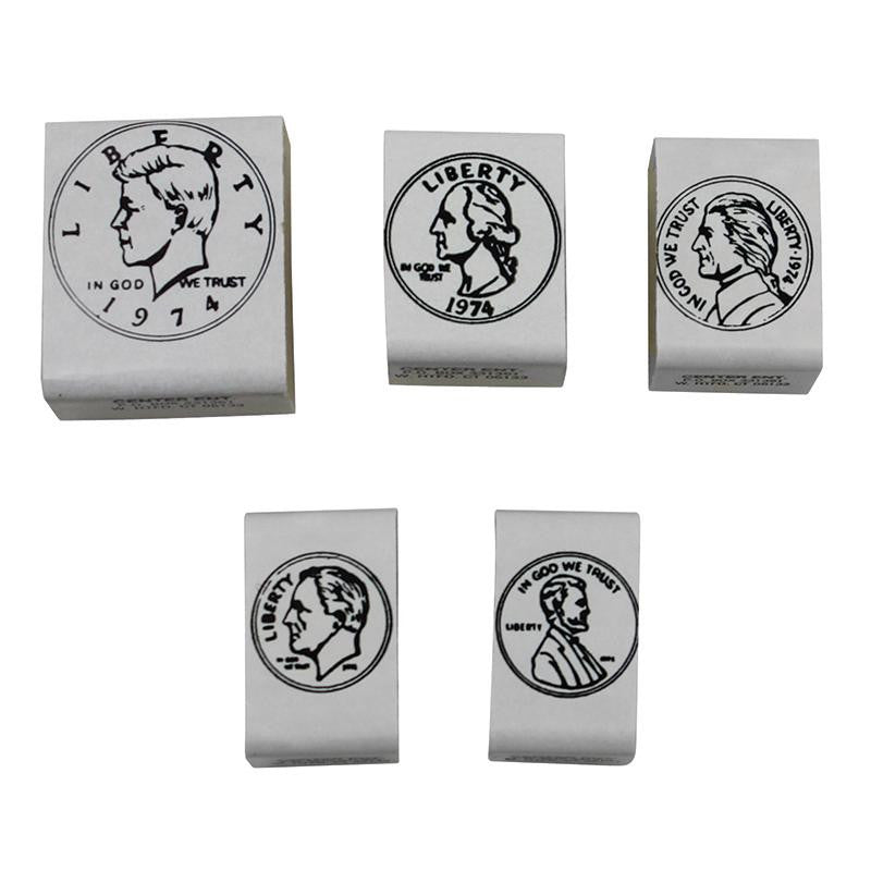 STAMP SET COINS HEADS 5-PK