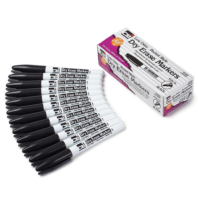 12CT BLACK BULLET TIP DRY ERASE