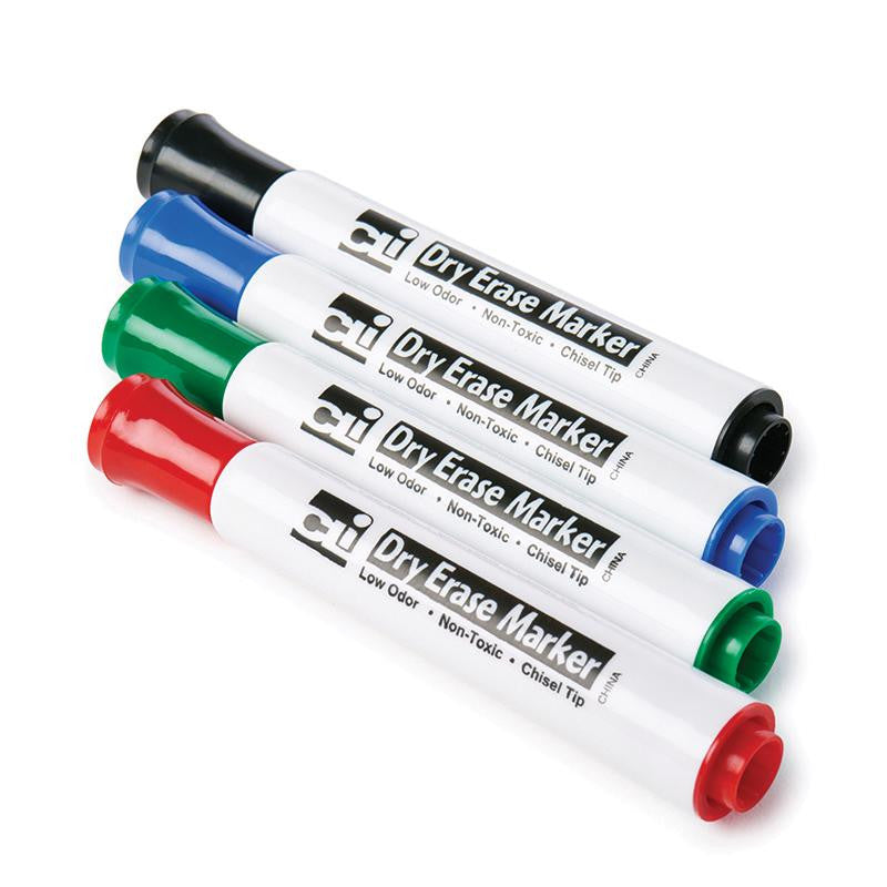 DRY ERASE MARKERS BARREL STYLE 4PK