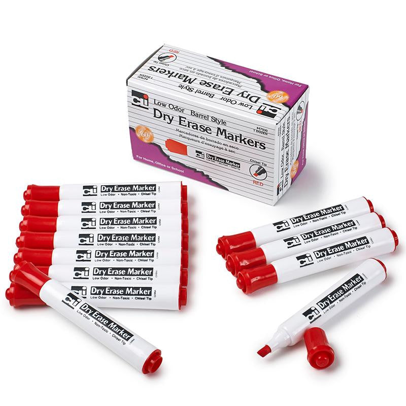 12CT DRY ERASE MARKERS RED CHISEL