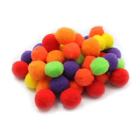 POM POMS 1IN HOT COLORS 50CT