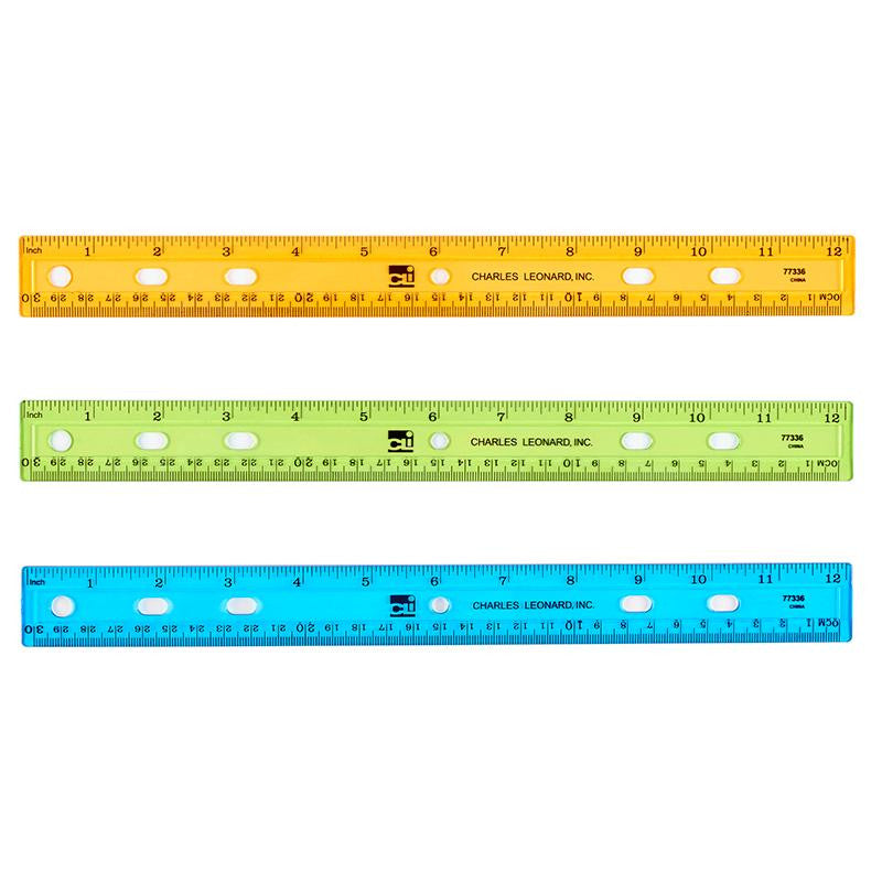 TRANSLUCENT 12IN PLASTIC RULER ASST