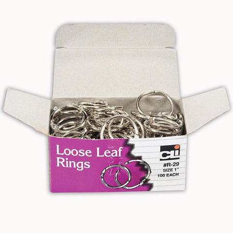 LOOSE LEAF BOOK RINGS 100-BOX 1