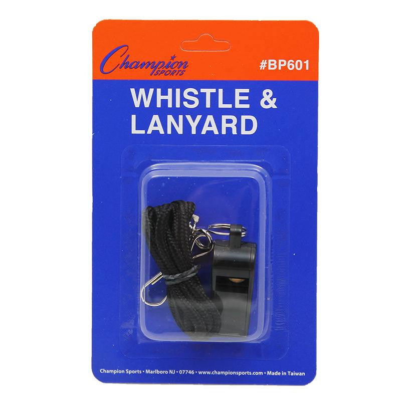 PLASTIC WHISTLE AND LANYARD