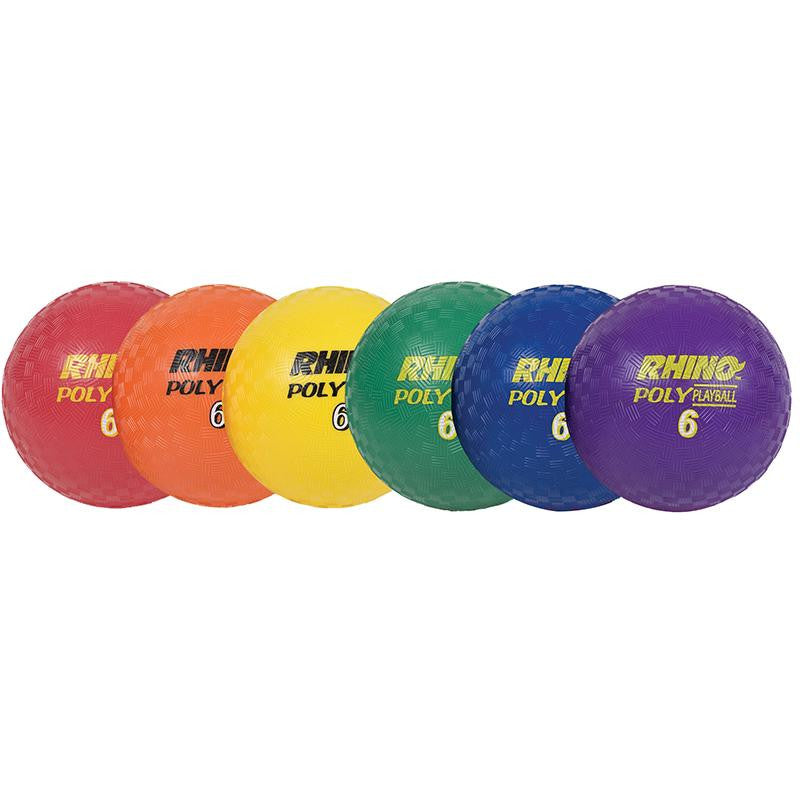 PLAYGROUND BALL SET OF 6 RHINO 6IN