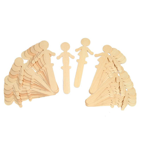 PEOPLE SHAPED WOOD CRAFT 36 PCS