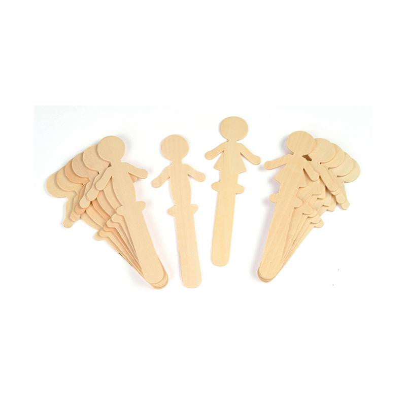 PEOPLE SHAPED WOOD CRAFT 16 PCS