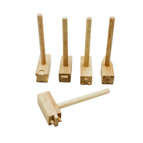 WOODEN CLAY HAMMERS 5-PK