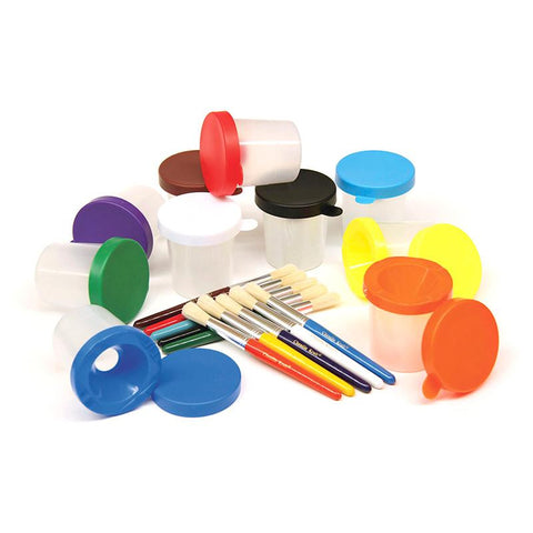 PAINT CUPS & BRUSHES SET 10 CUPS W-